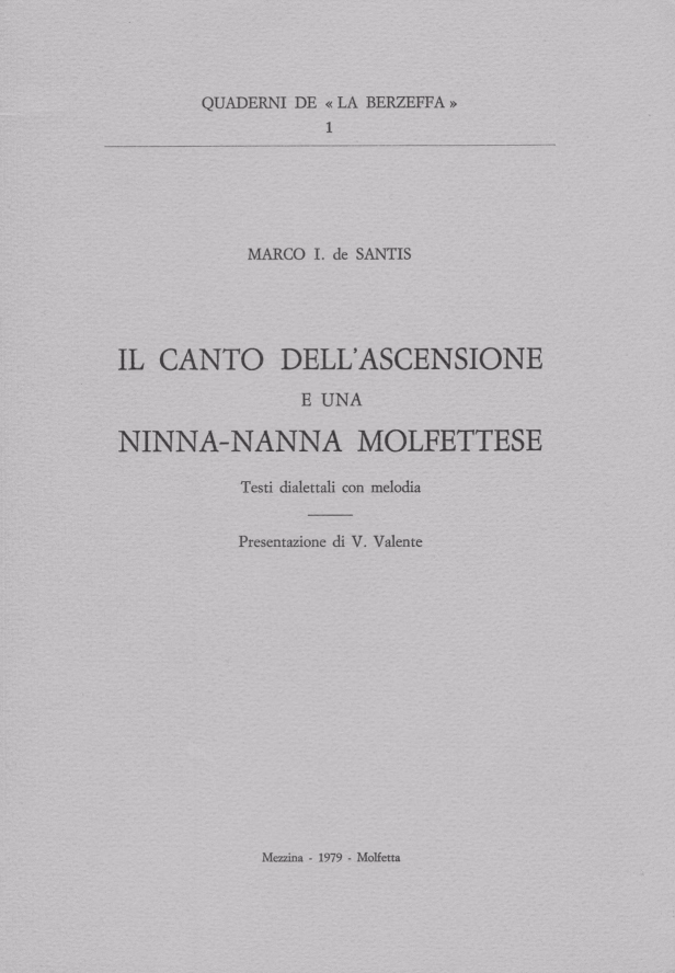 Copertina di "Il canto dell'Ascensione e una ninna-nanna molfettese"