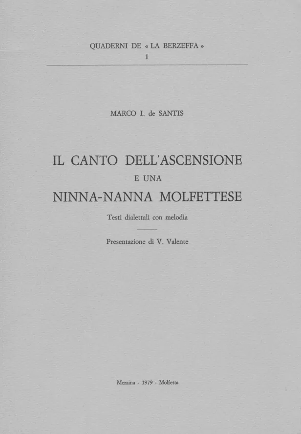 Copertina di "Il canto dell'Ascensione e una ninna-nanna molfettese"