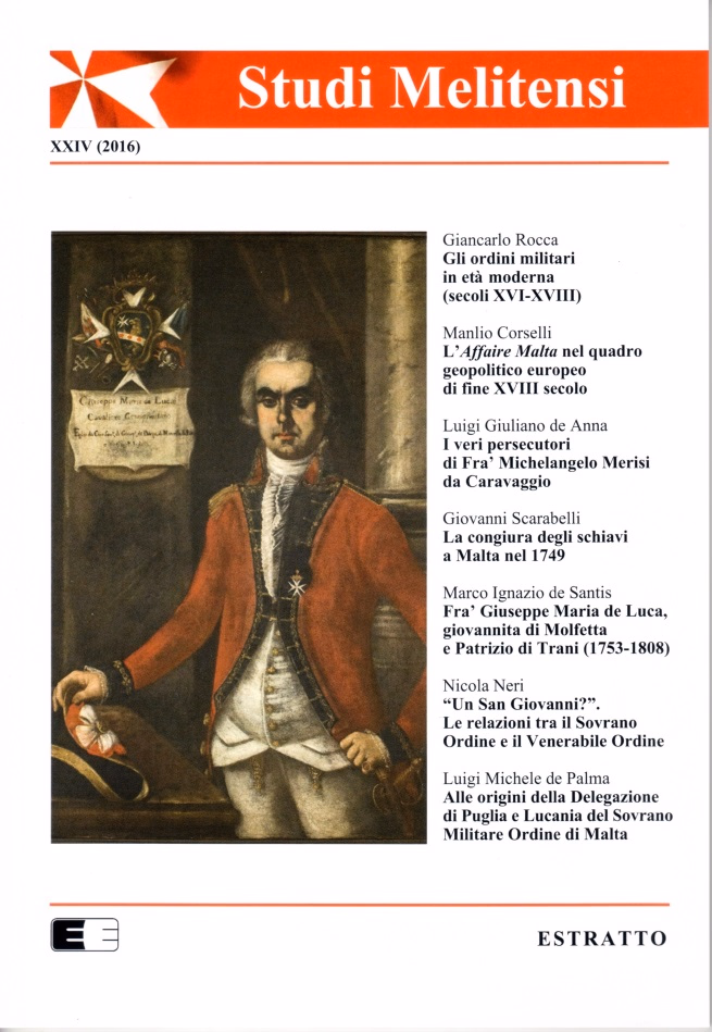 Copertina di "Fra Giuseppe Maria de Luca, giovannita di Molfetta e patrizio di Trani (1753-1808)"