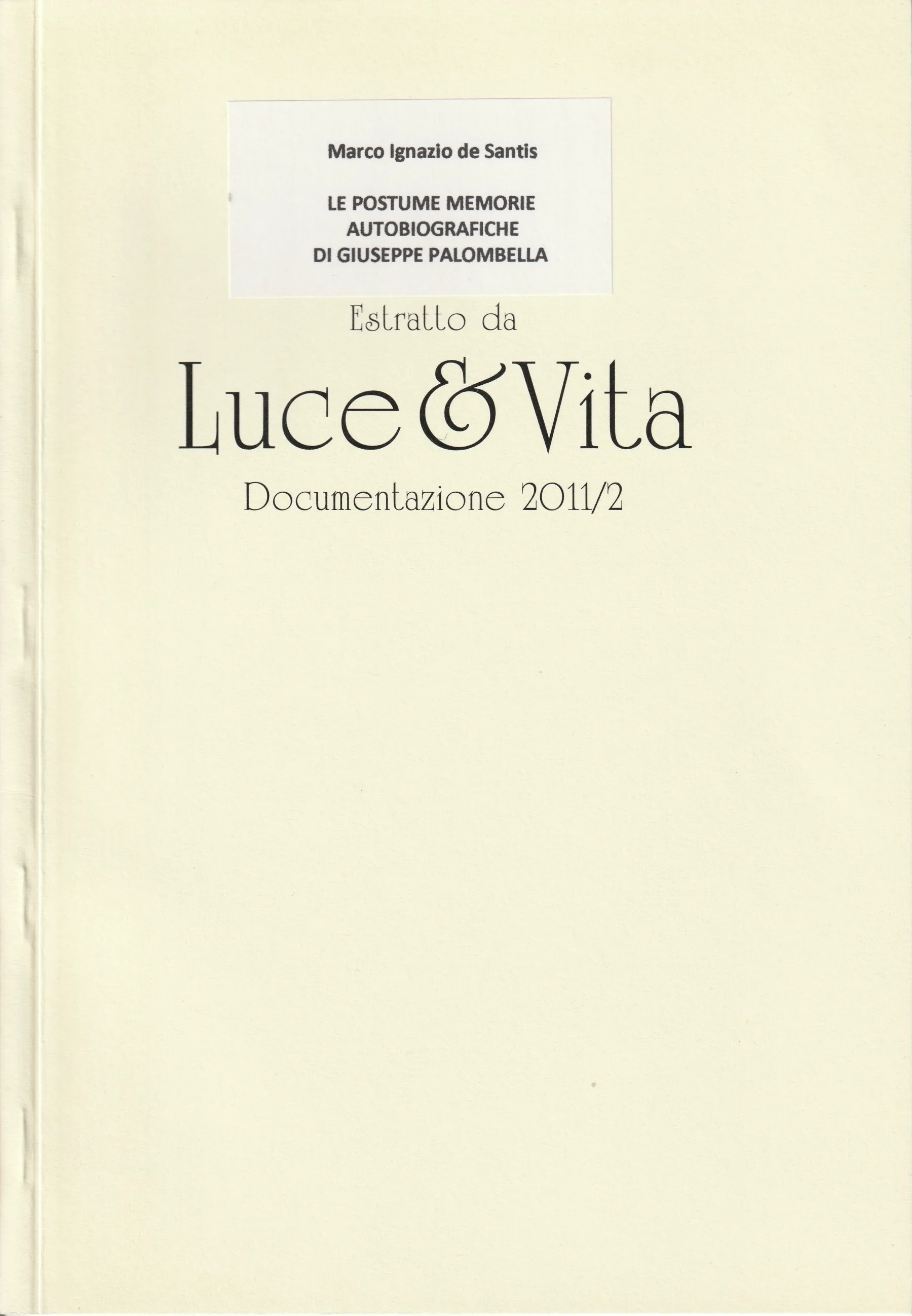 Copertina di "Le postume memorie autobiografiche di Giuseppe Palombella"