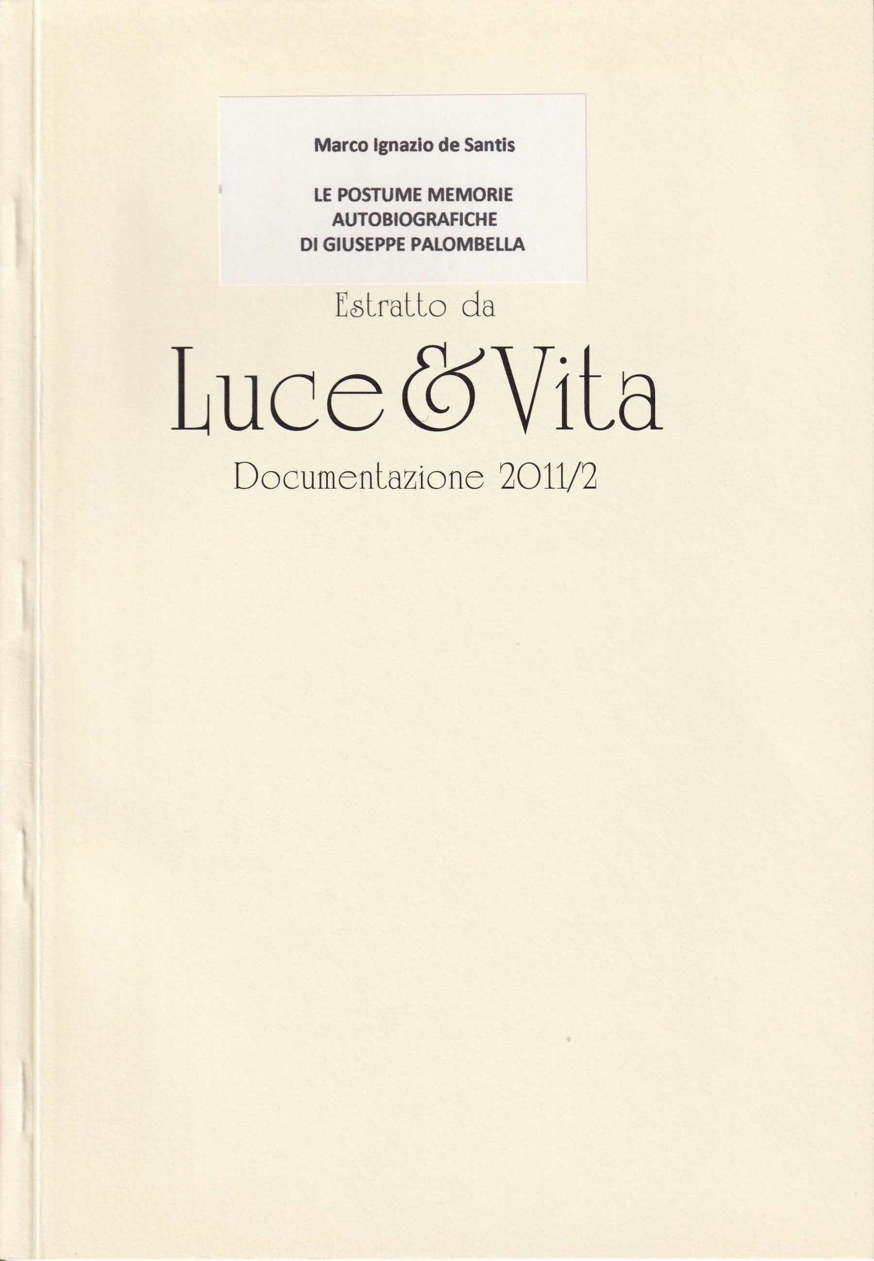 Copertina di "Le postume memorie autobiografiche di Giuseppe Palombella"