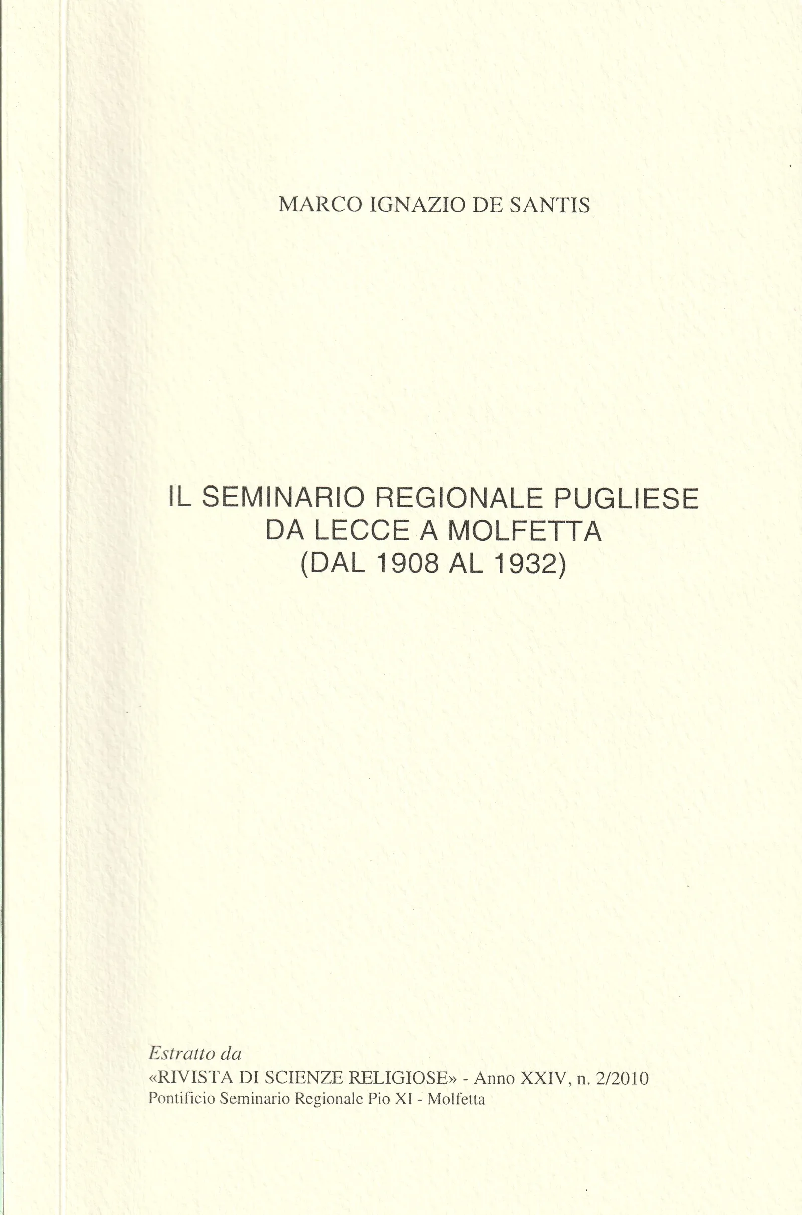 Copertina di "Il Seminario Regionale Pugliese da Lecce a Molfetta (dal 1908 al 1932)"
